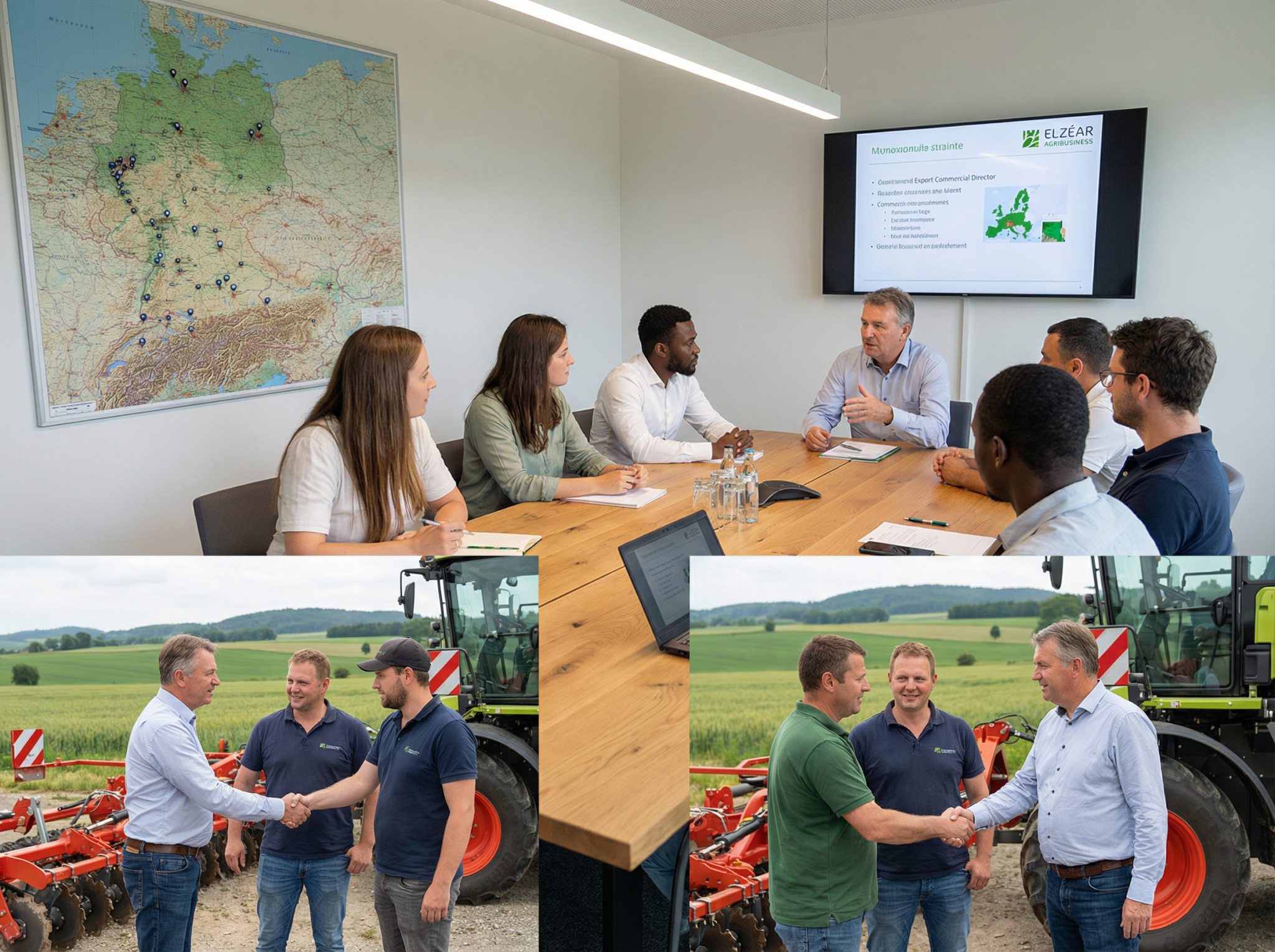 Réunion d’équipe et collaboration agricole sur le terrain